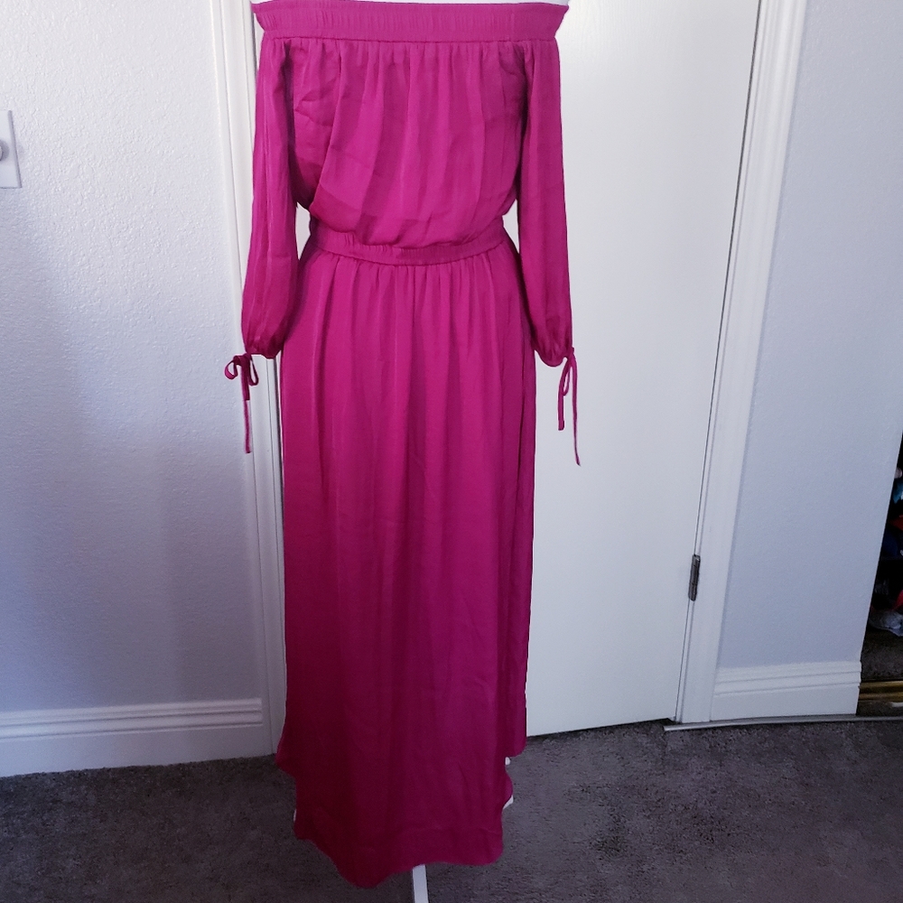 INC International Concepts Off-Shoulder High-Low Dress in Magenta - Picture 5 of 9